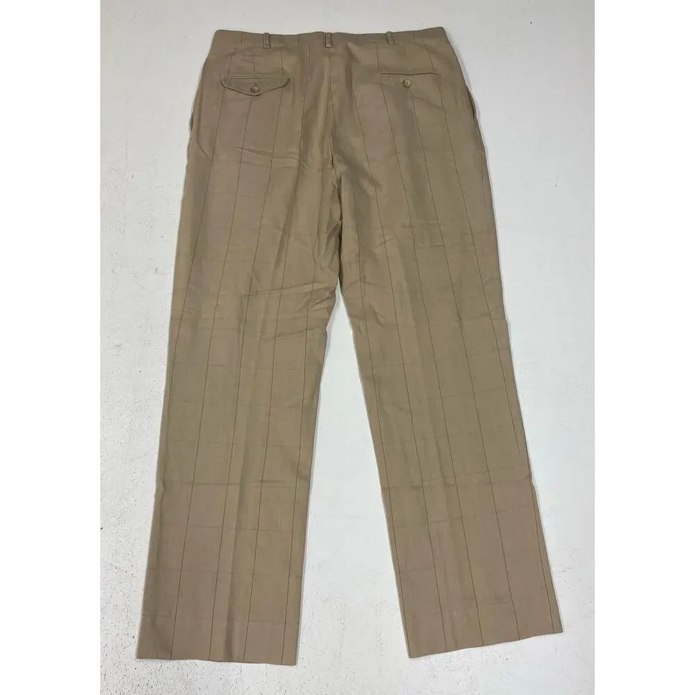VTG 90s Polo Ralph Lauren pleated plaid herringbone wide leg dress pants, 35x31